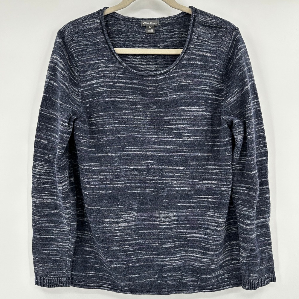 Eddie Bauer Women's XL Heathered Blue Long Sleeve Sweater‎ Casual Knit Top